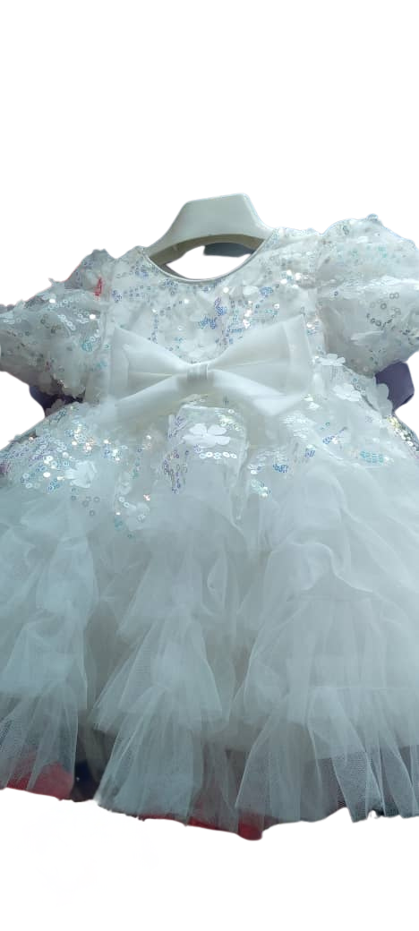Robe Blanche Princesse Fille – Tulle & Sequins, Style Ballet & Cérémonie