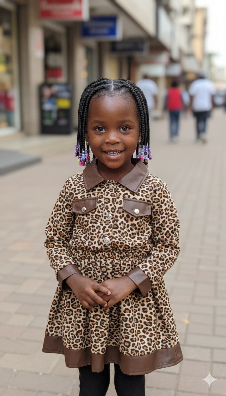Robe Enfant – Motif Léopard Chic & Élégant