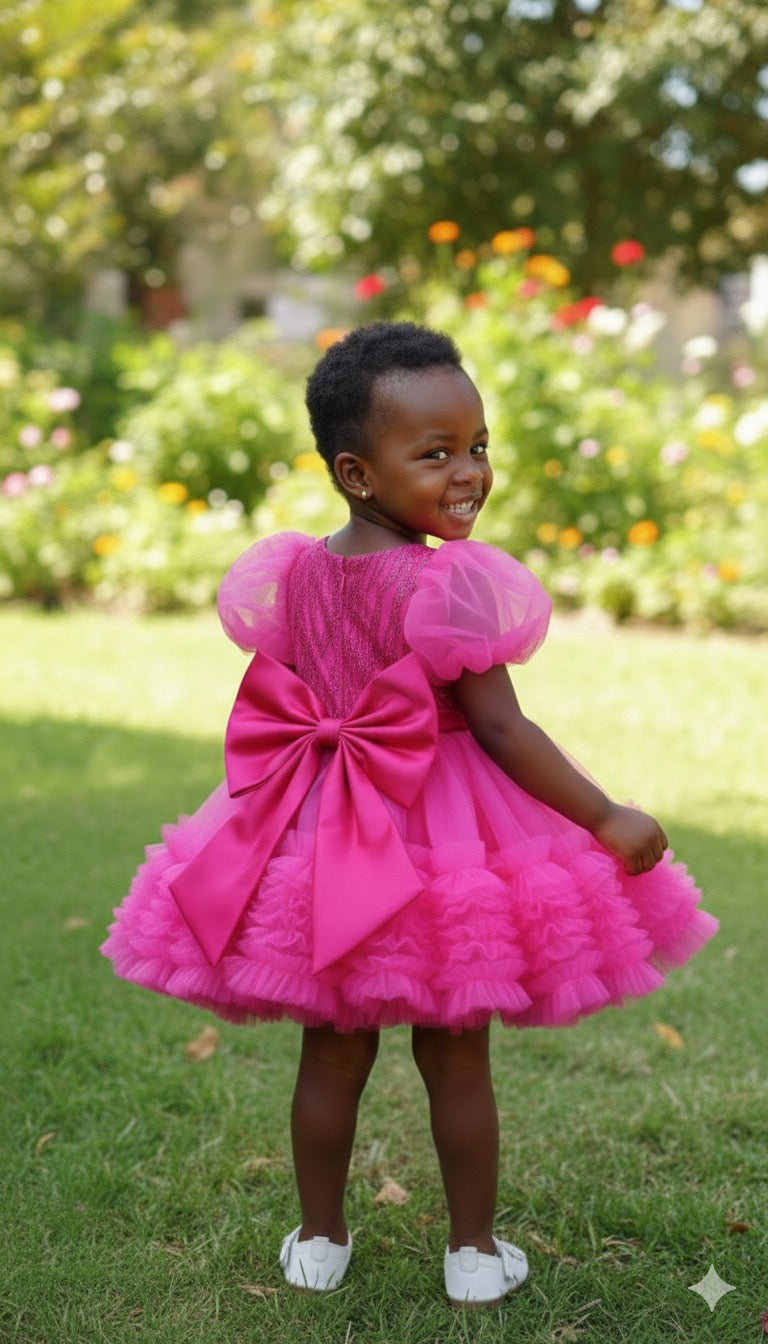 Robe de Cérémonie Fille Tutu Fuchsia & Strass (1-6 ans)