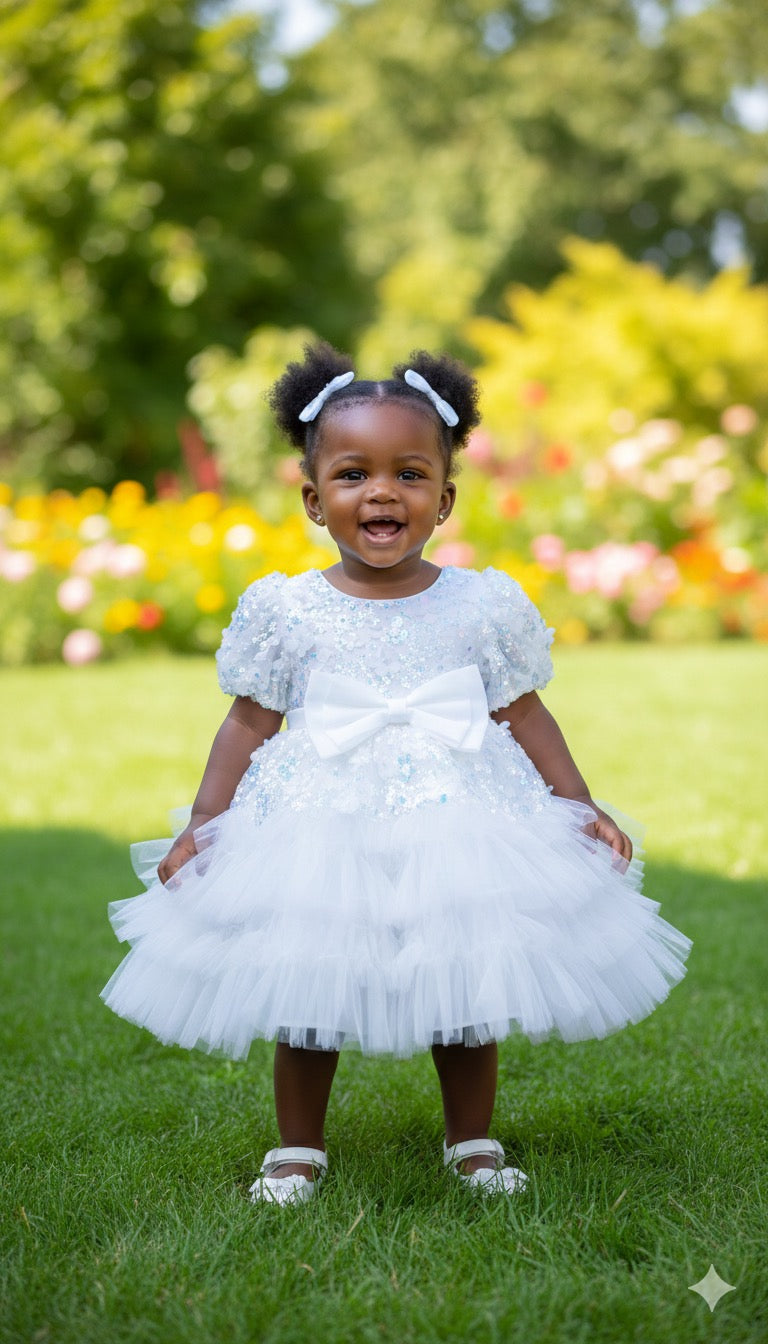 Robe de Cérémonie Fille Sequins & Tutu Blanc (1-6 ans)
