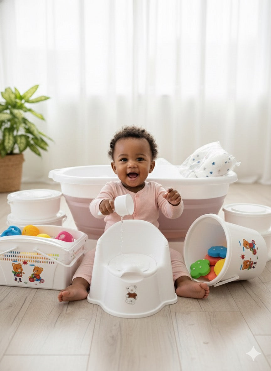 Ensemble de Bain Complet pour Bébé - Motif Ourson