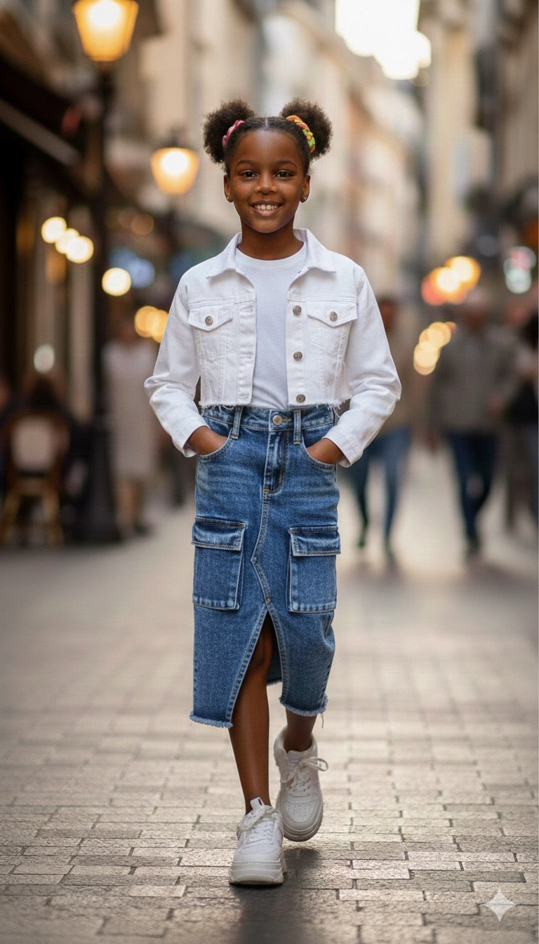 Jupe Cargo en Jean pour Fille – Style Moderne & Urbain