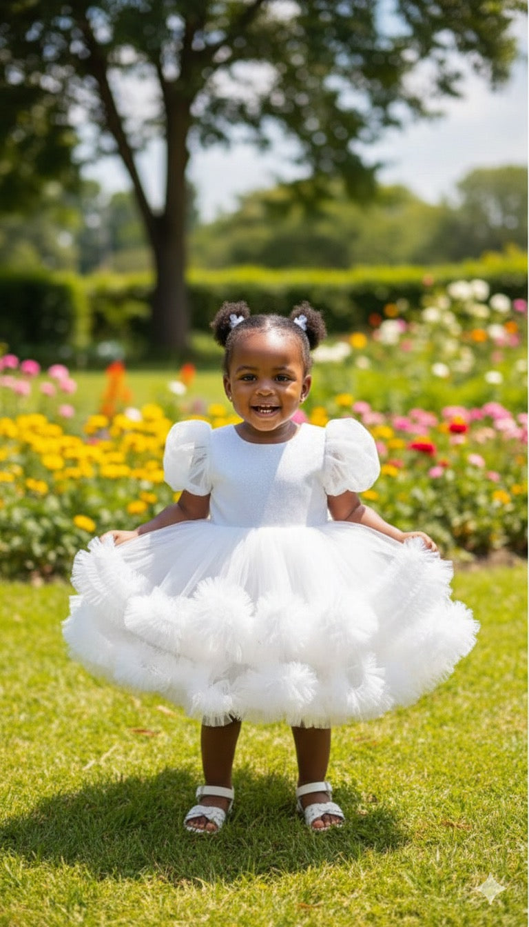 Robe de Cérémonie Fille Tutu Volumineux – Grand Nœud (1-6 ans)