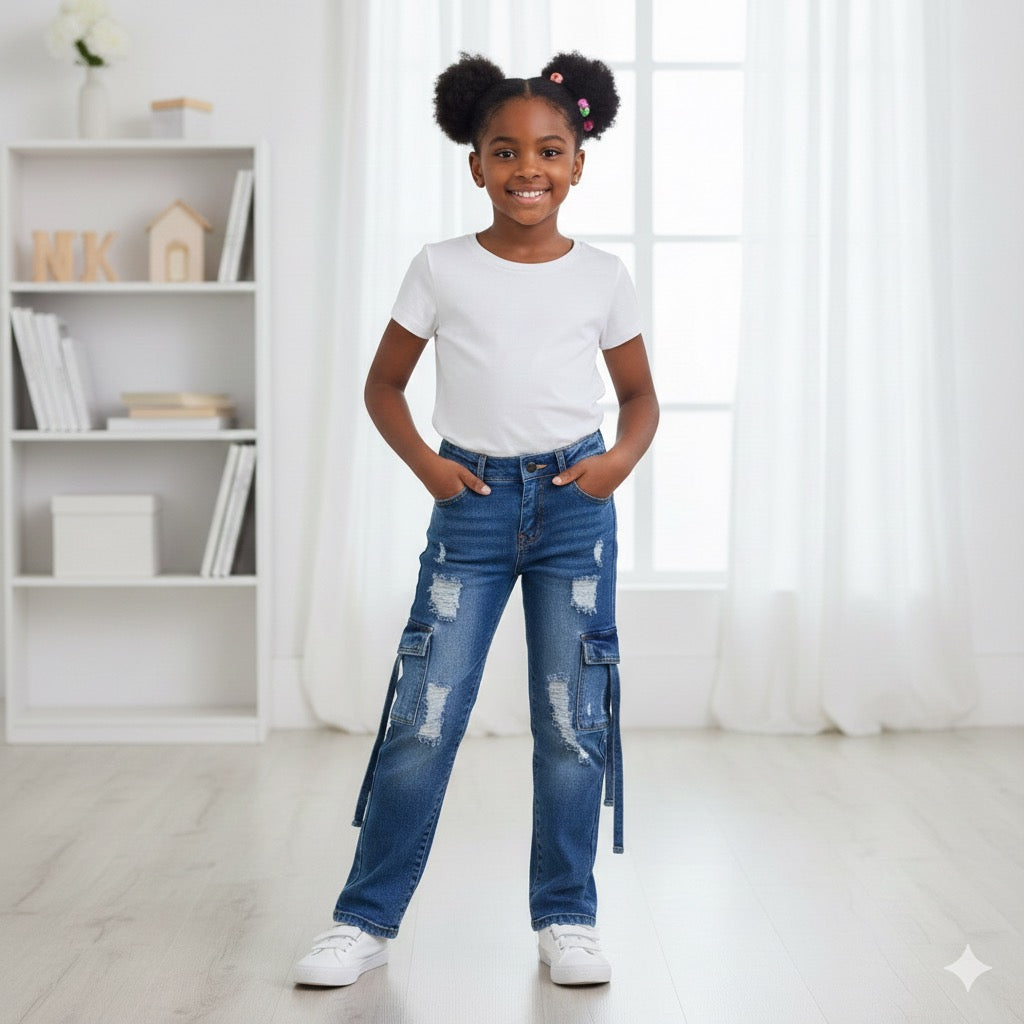 Jean Cargo Déchiré pour Fille | Style Urbain Streetwear