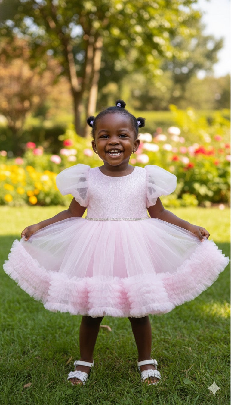 Robe de Cérémonie Fille Tutu Volumineux – Grand Nœud (1-6 ans)