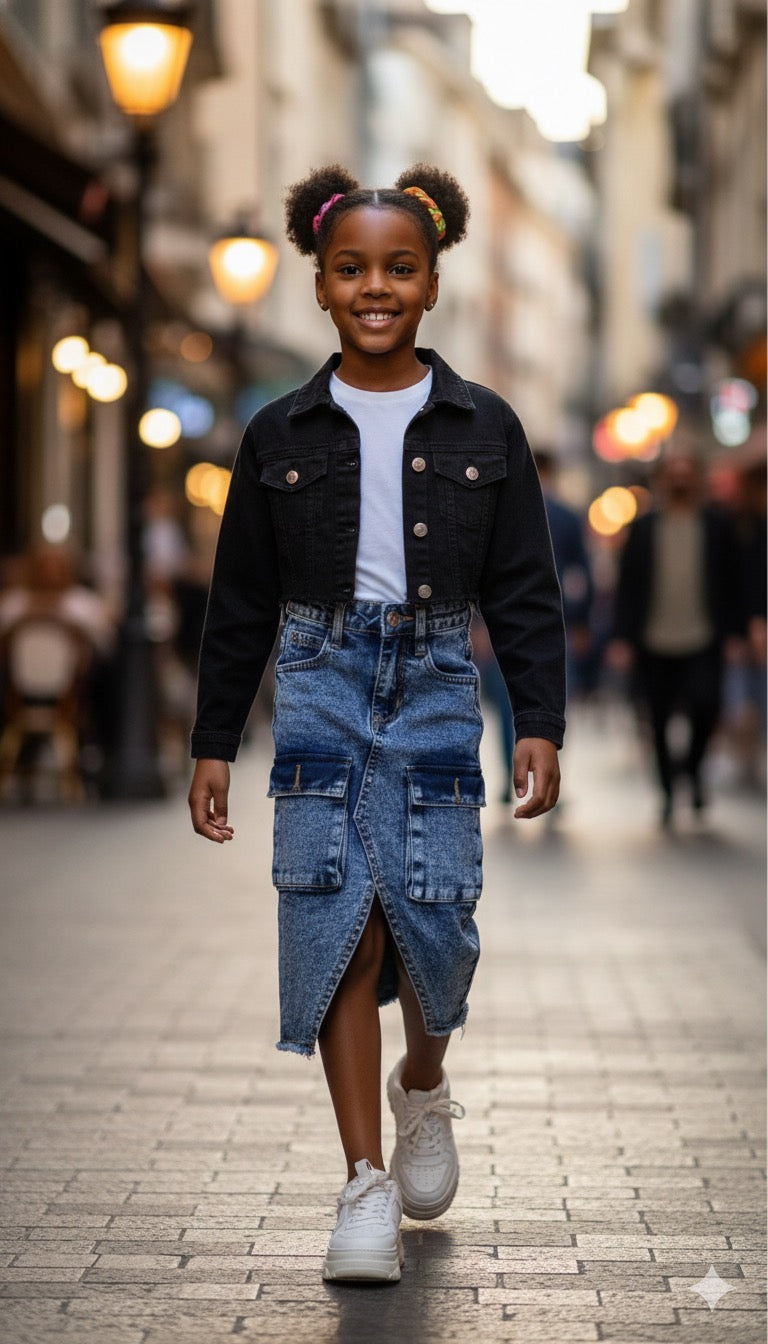 Jupe Cargo en Jean pour Fille – Style Moderne & Urbain