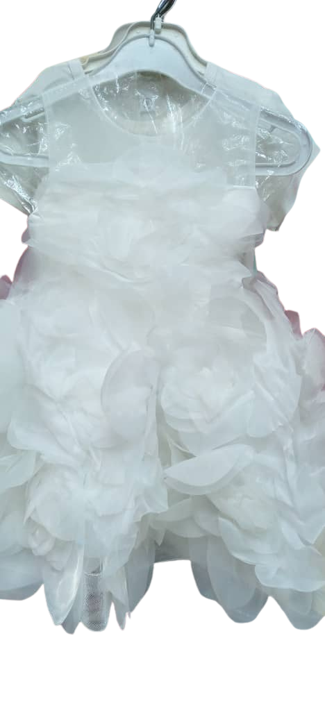 Robe Blanche Pétales 3D Fille – Organza, Style Princesse & Ballet Premium