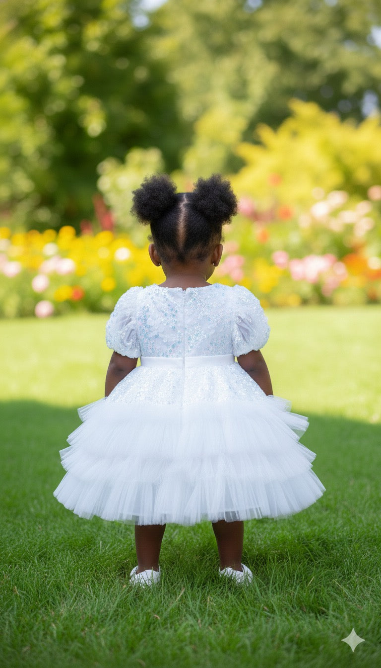Robe de Cérémonie Fille Sequins & Tutu Blanc (1-6 ans)