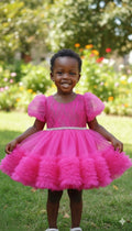 Robe de Cérémonie Fille Tutu Fuchsia & Strass (1-6 ans)