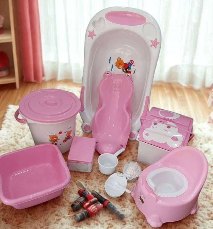 Ensemble de Bain Complet pour Bébé - Blanc et Vert Motifs Ourson