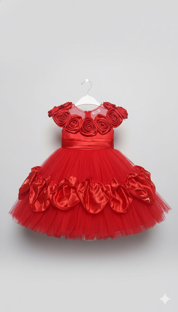 🌹 Robe de Cérémonie Rouge – Édition Rose Royale